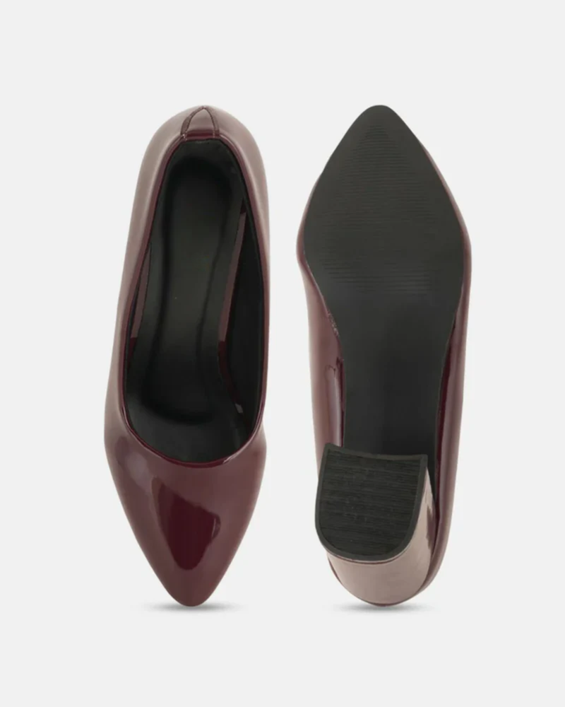 Shetop Women Pointed Toe Block Heels Pumps