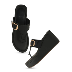 Mast & Harbour Women Party Wedge Sandals with Buckles