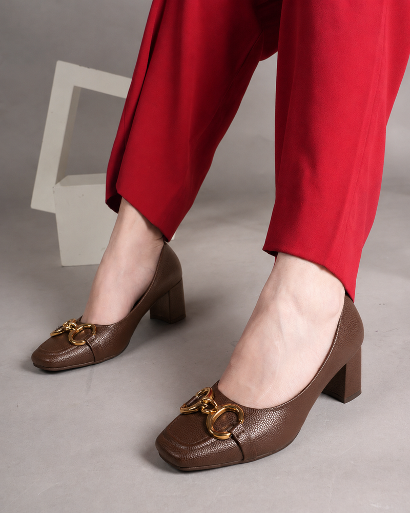 SheTop Brown Party Heels