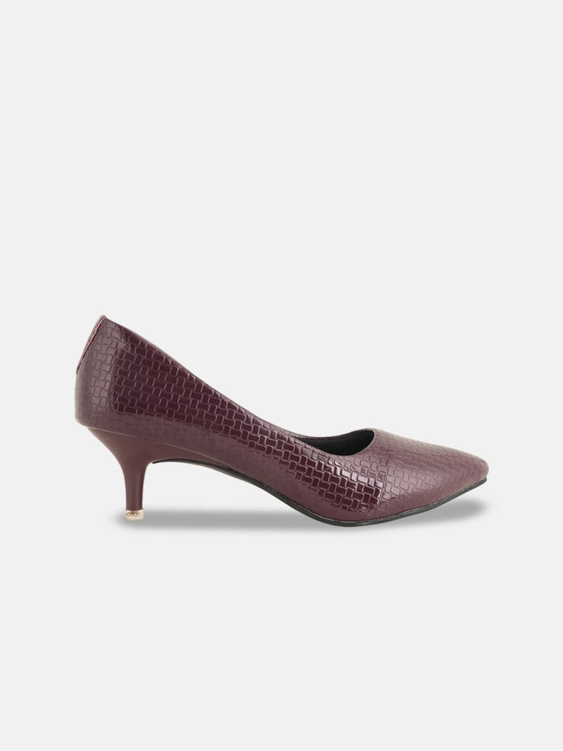 Mast & Harbour Women Textured Slim Heeled Pumps