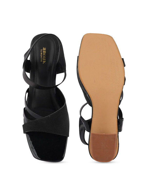 Anouk Black Block Open Toe Heels