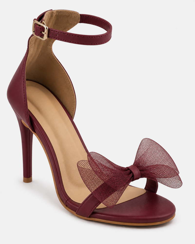 Maroon Solid Sandals Stiletto Heels
