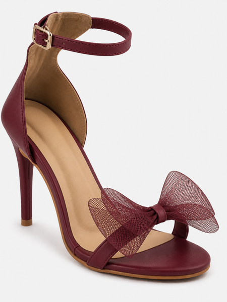 Maroon Solid Sandals Stiletto Heels