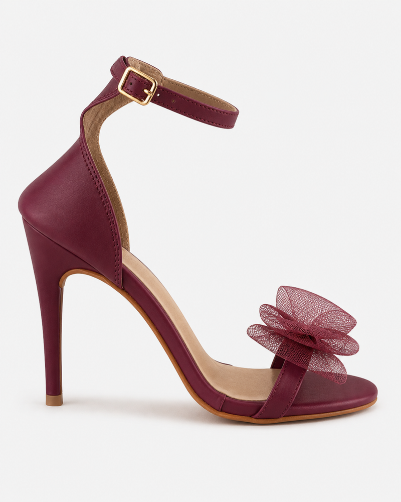 Maroon Solid Sandals Stiletto Heels