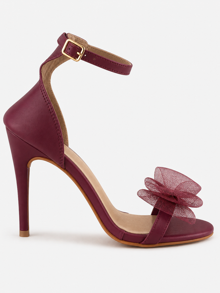 Maroon Solid Sandals Stiletto Heels