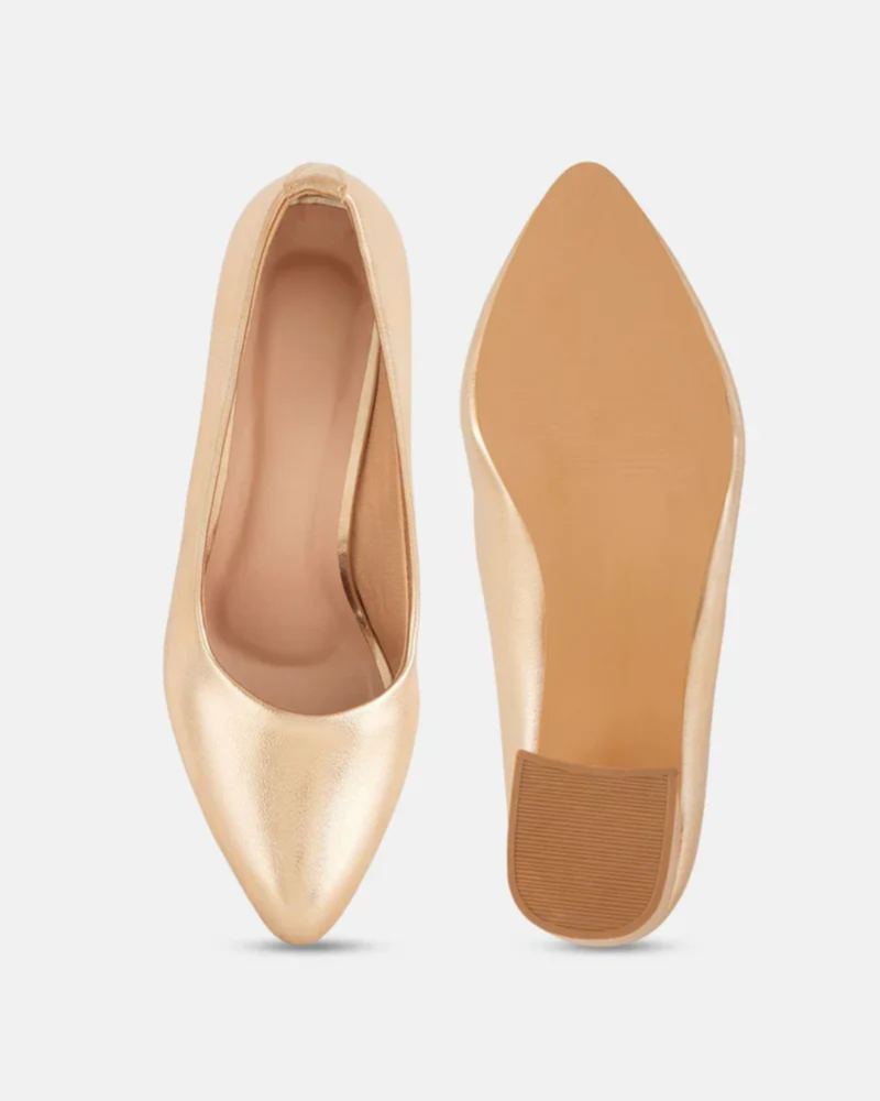 Shetop Women Metallic Pointed Toe Block Heel Pumps