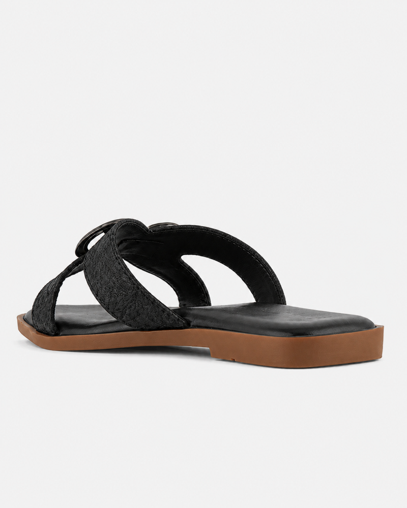 Black Open Toe Flats
