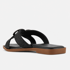 Black Open Toe Flats