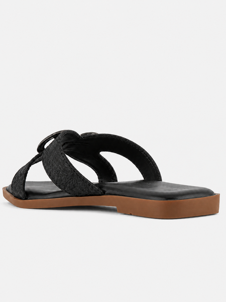 Black Open Toe Flats