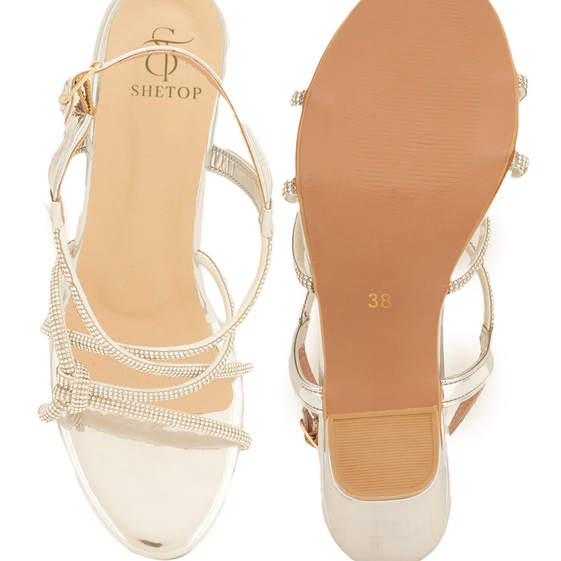 SHETOP Embellished Block Heel Sandals