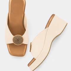 Cream Trending Fashionable Wedges for Women