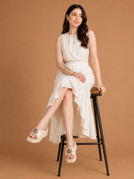Cream Trending Fashionable Wedges for Women
