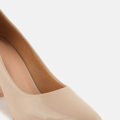 SheTop Beige Round Toe Block Heeled Pumps