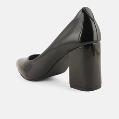 SheTop Black Pointed Toe Block Heel Pumps