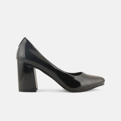 SheTop Black Pointed Toe Block Heel Pumps