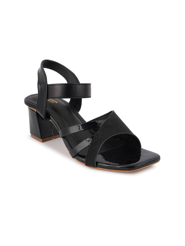 Anouk Black Block Open Toe Heels