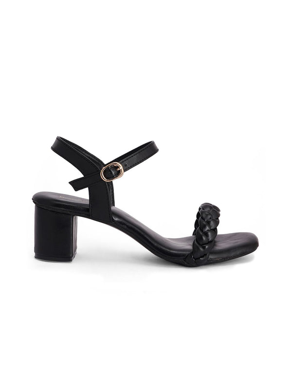 Mast & Harbour Textured Open Toe Block Heels