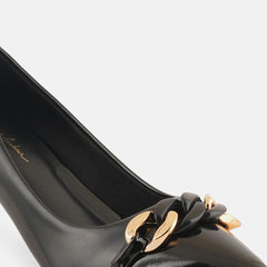 Mast & Harbour Black Pointed Toe Kitten Heeled Pumps