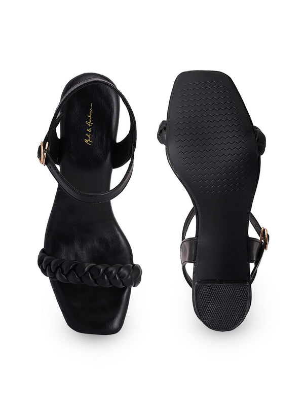 Mast & Harbour Textured Open Toe Block Heels